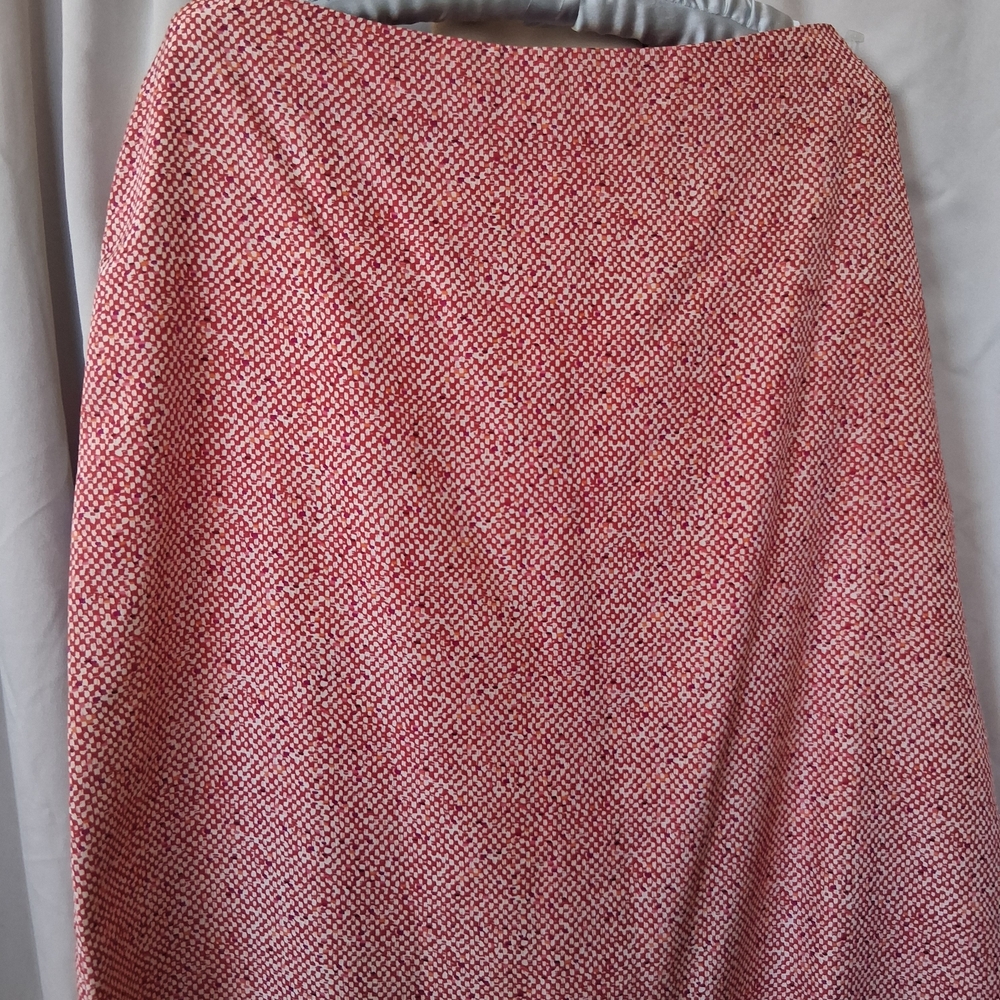 Kenneth Cole Red and Cream Checked Silk Skirt - Picture 3 of 6